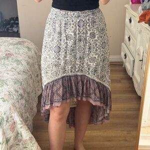 Floral Patterned High-Low Skirt